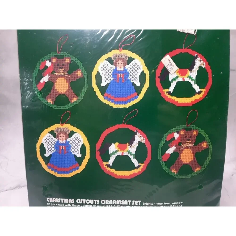 Vintage Dimensions Plastic Canvas Christmas Cutout Ornament Set 9048
